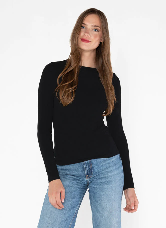 Stock Up and Save BAMBOO LONG SLEEVE CREW NECK | Black
