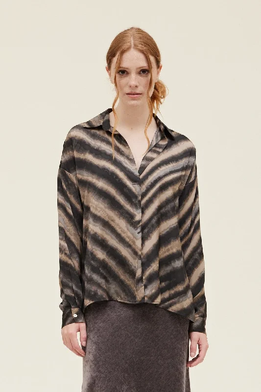 Referral Discount Hedge Satin Blouse I Slate
