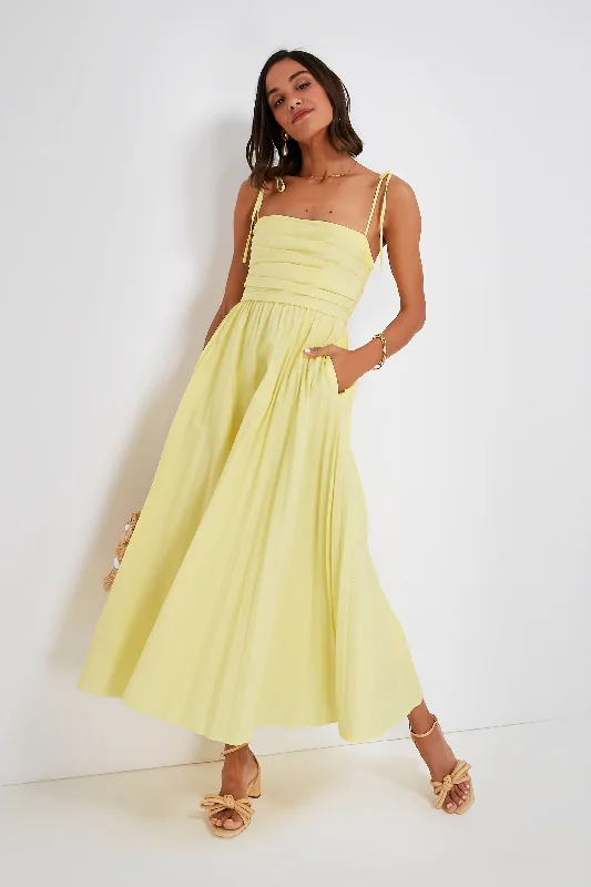 Stock Clearance Limoncello Caroline Cotton Poplin Pleated Midi Dress