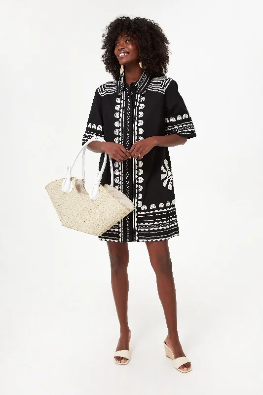 Super Sale Black Ryleigh Ric Rac Short Sleeve Button Up Dress