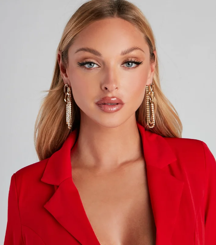 Stock Clearance Over The Edge Rhine Chain Earrings