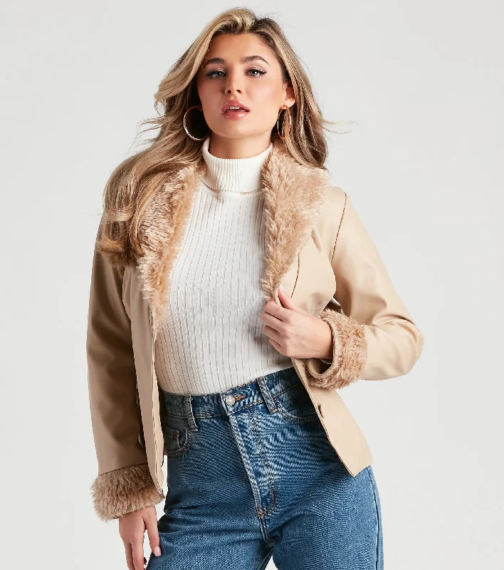 Best Deals Utterly Fab Faux Fur Leather Blazer