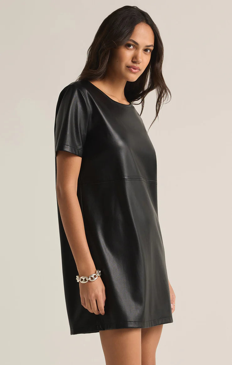 Deal Dash London Faux Leather Dress I Black