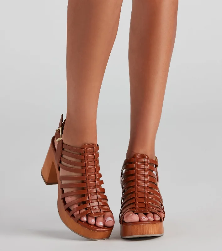 New Deals Getaway Vibes Caged Block Heel