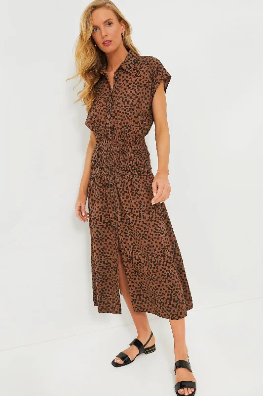 Act Fast Scattered Geo La Cupola Smocked Dress