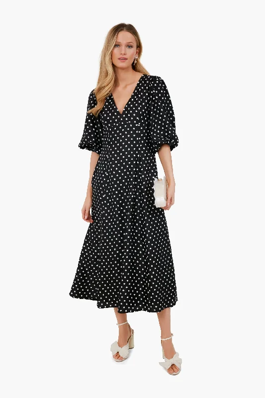 Shop and Save Black Harmony Dot Cloque Dress