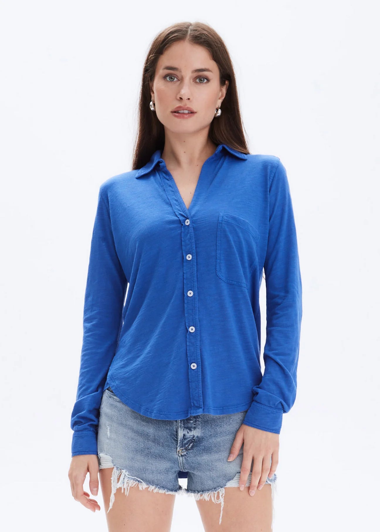 Price Drop Amrat Jersey Blouse I Electric Blue