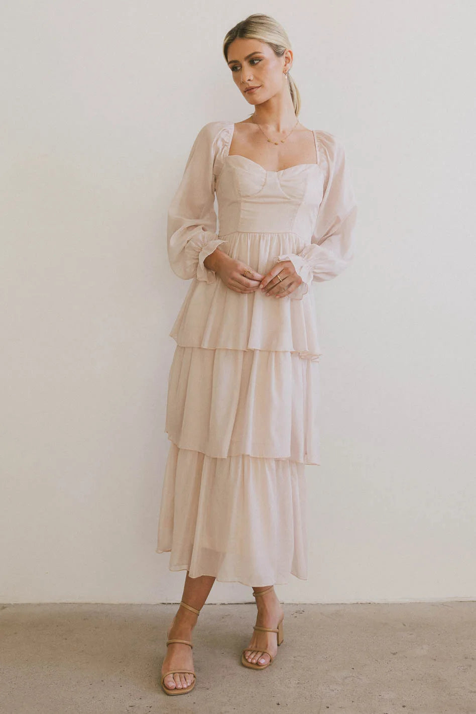 Exclusive Access Manning Shimmery Midi Dress in Champagne