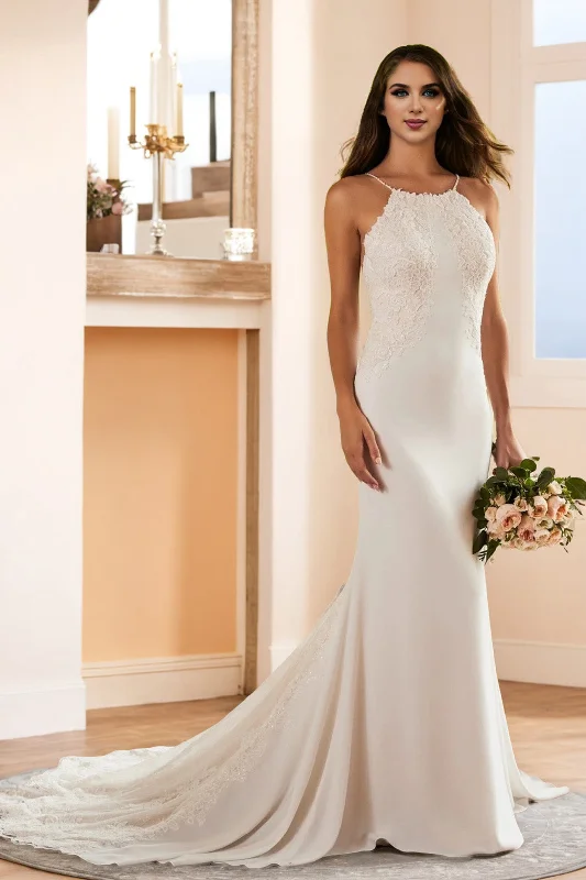 Today's Special New Arrival Ivory Halter Sleeveless Sweep Train Wedding Dress
