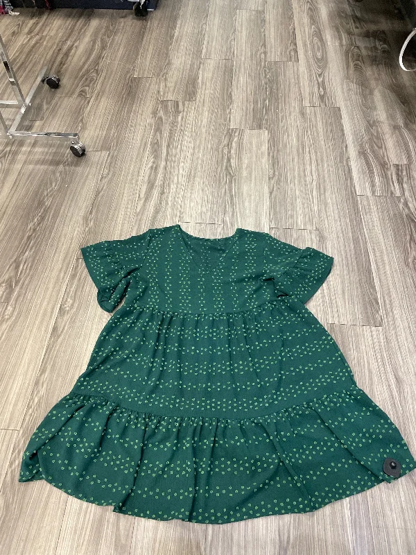 Deep Discounts Dress Casual Short By Shein In Green, Size: 2x