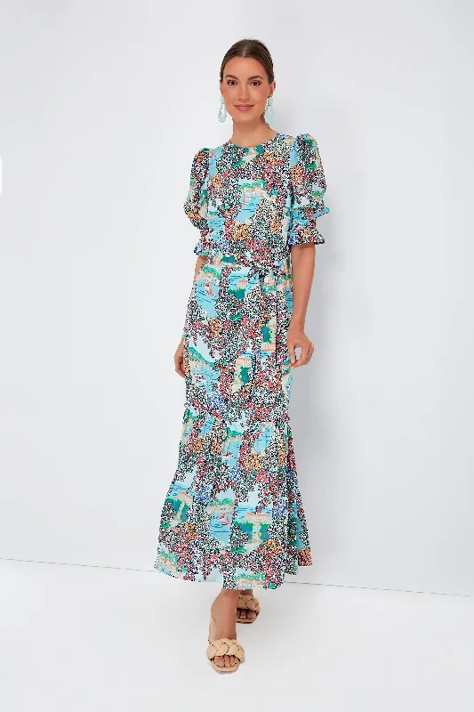 Crazy Deals Exclusive Portofino Print Khaki Dress