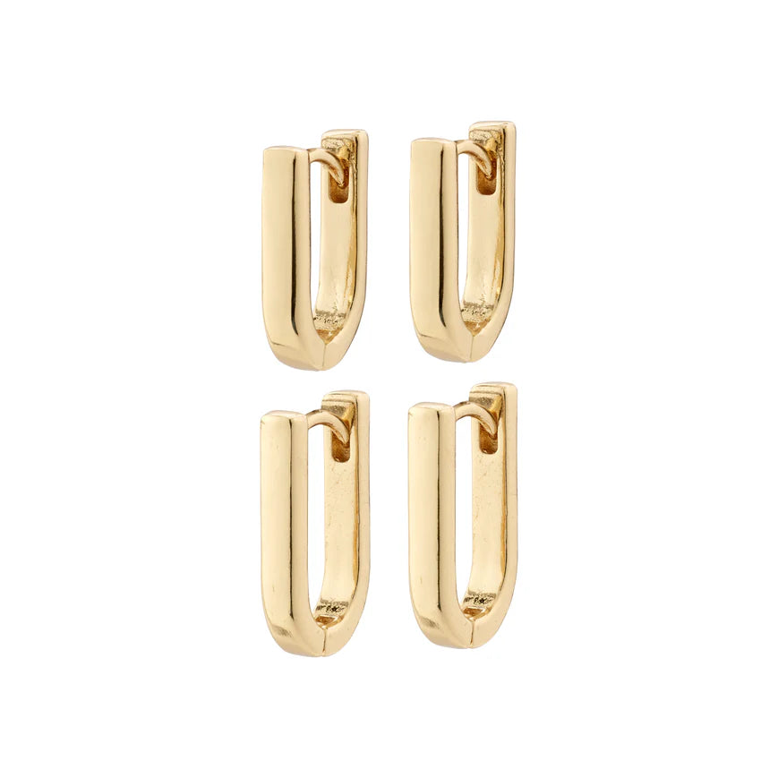 Steals and Deals Stay Earrings 2 in 1 set I Gold Plated