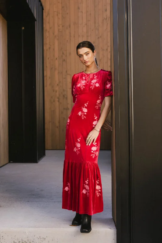 Friends and Family Sale Ratana Velvet Floral Maxi Dress
