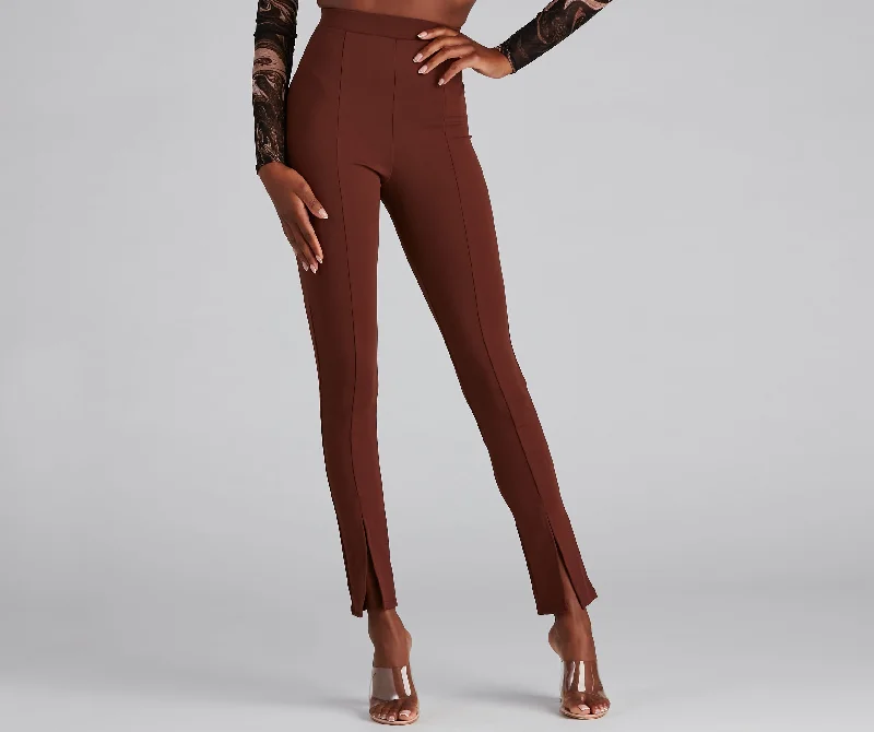 Take Advantage Trendy Split Hem High-Rise Pants