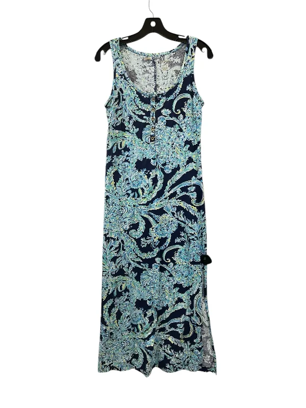 Now or Never Dress Casual Maxi By Lilly Pulitzer In Blue & Yellow, Size: Xs