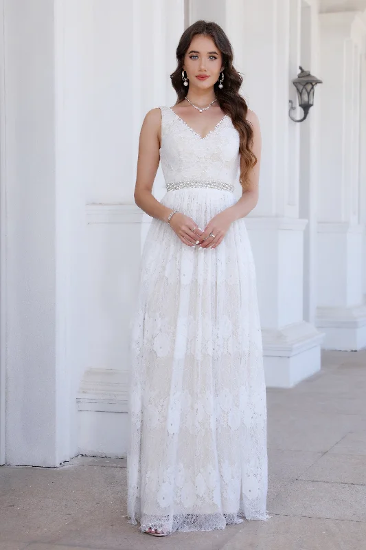 Unmissable Offer New Arrival Ivory Lace Sleeveless A Line Floor Length Bridal Gown
