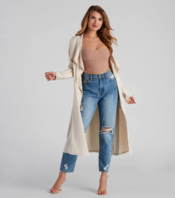Super Sale Chic In Satin Belted Trench