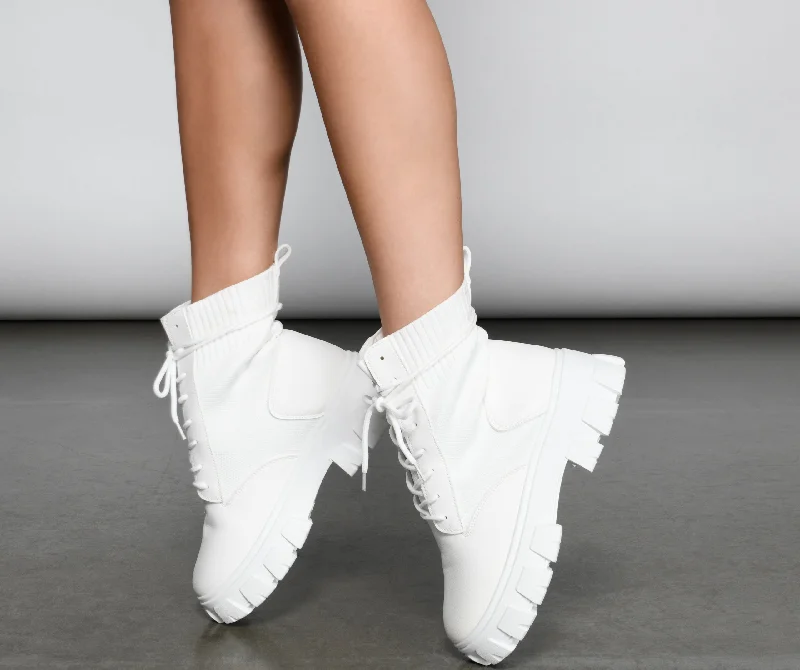 Act Now Trendy Vibes Lace-Up Sock Booties