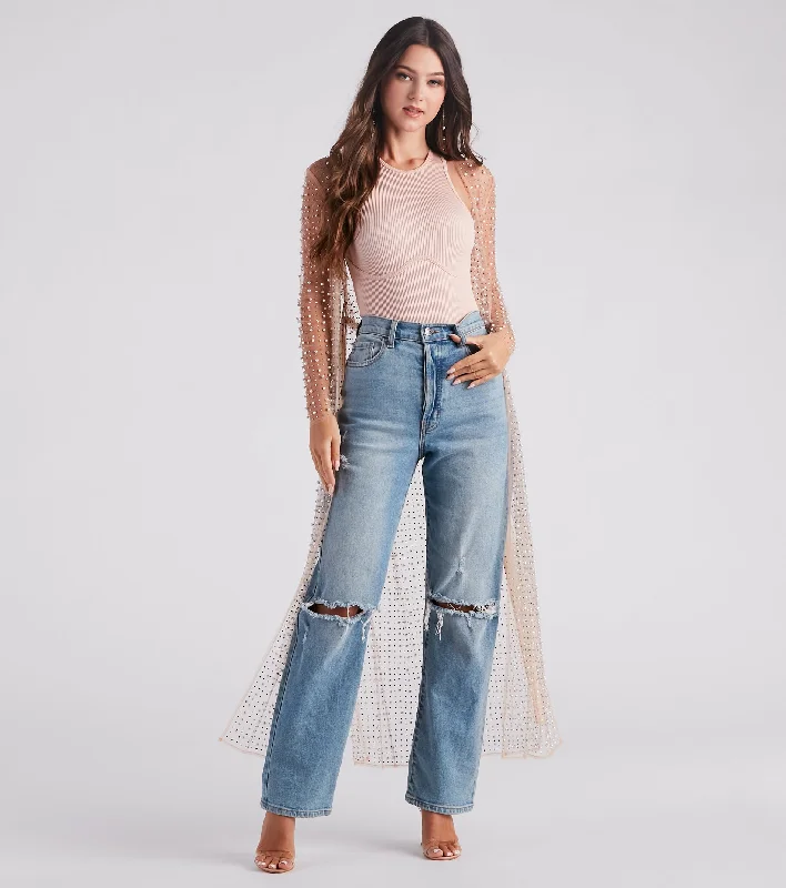 Can't Miss Effortlessly Glam Pearl And Rhinestone Duster