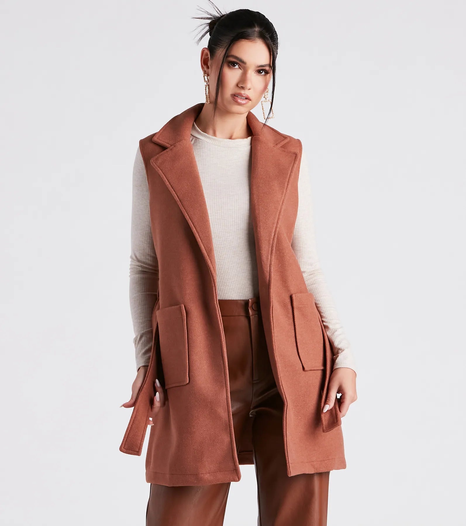 Get It Before It’s Gone Chill Day Faux Wool Belted Vest