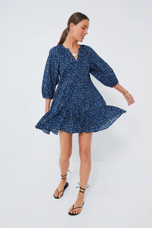 Extra Savings Spagliato Floral Blue Mini Mitte Dress