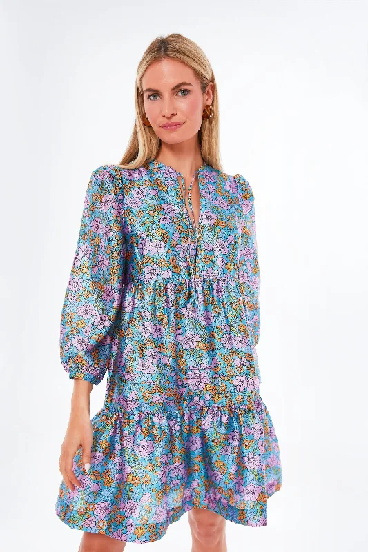 Super Deal Blue Flowerscape Arvilla Dress