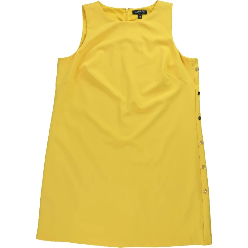Limited Availability Ralph Lauren Womens Snap Trim Shift Dress, Yellow, 18