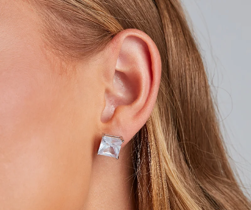 Now or Never Gorgeous Sparkle Cubic Zirconia Stud Earrings