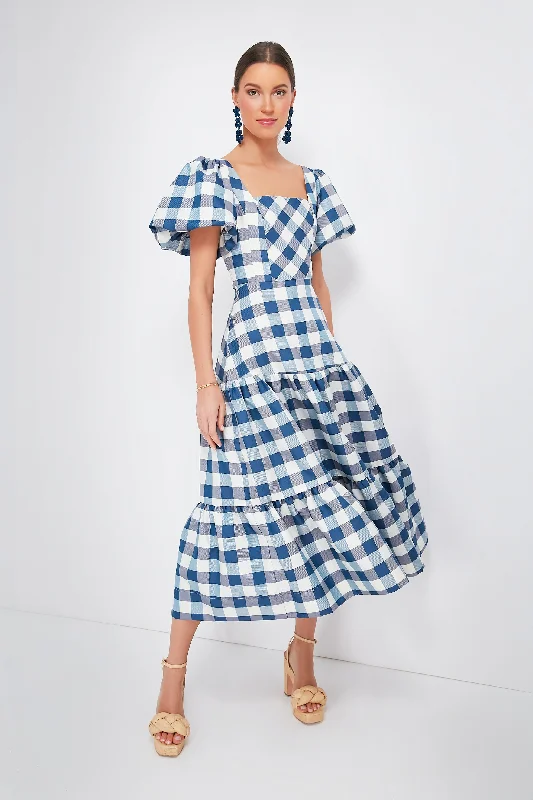 Final Clearance Blue Check Cassidy Dress