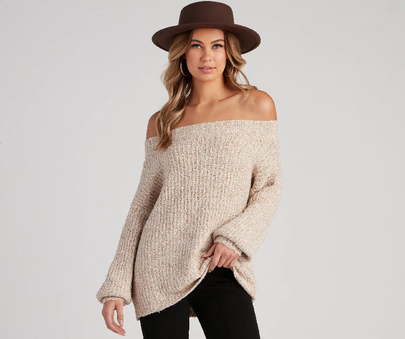Shop and Save Cozy Chic Off The Shoulder Sweater