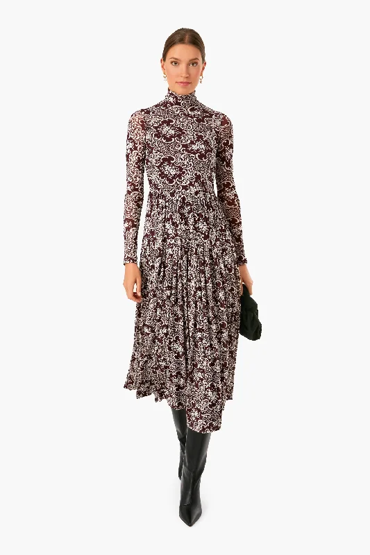 Online Specials Rochelle Fleur Pleated Mock Neck Dress