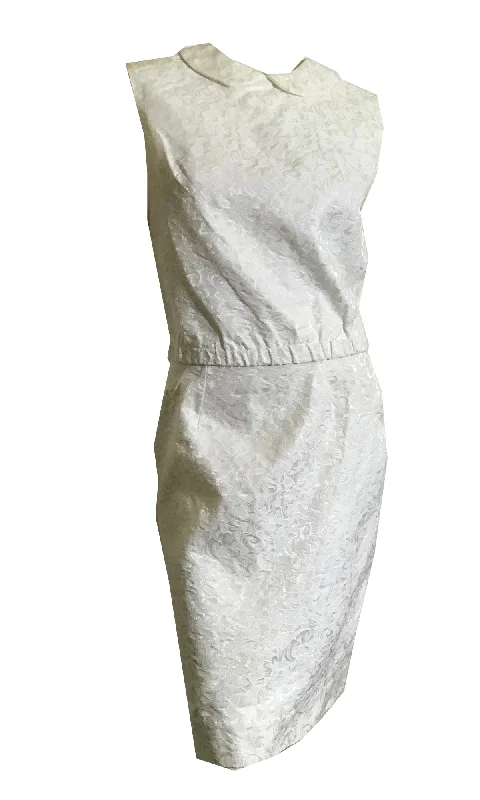 Super Sale Two Piece Ivory Textured Rayon Dress Set circa 1960s