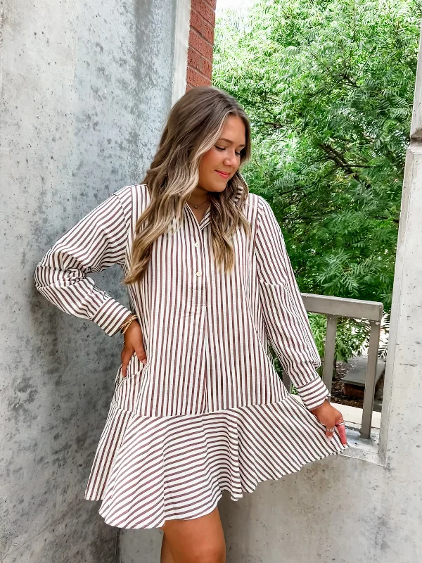 Bargain Prices Caramel Spice Stripe Dress