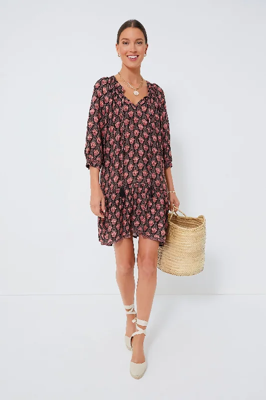 Online Exclusive Black Tulip Print Kamari Block Stevie Dress