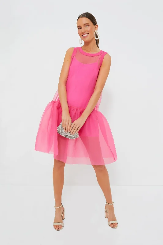 Limited Time Discount Pink Organza Rib Dress