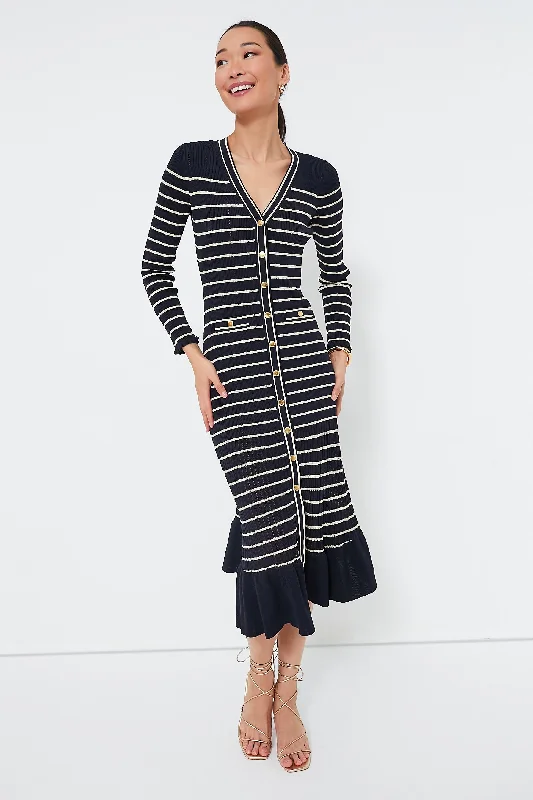 Anniversary Sale Navy Stripe Marina Midi Dress