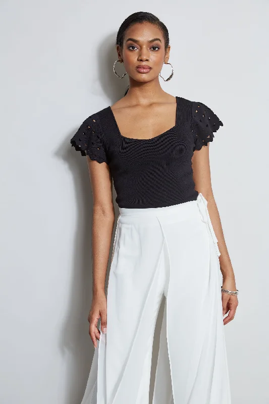Weekend Flash Sale Cut Out Flutter Sleeve Sweater
