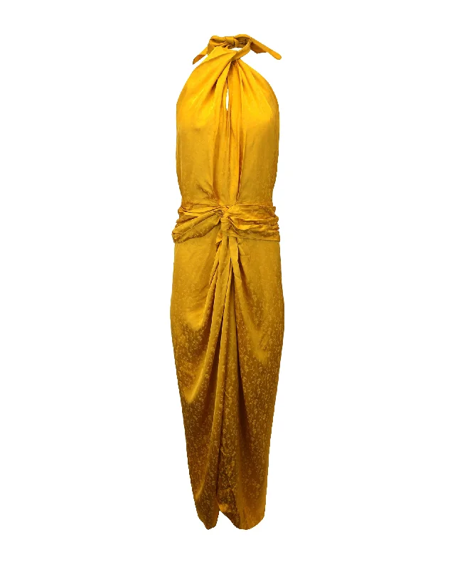 Fantastic Deals Johanna Ortiz Vastness of the Sea Maxi Dress in Gold Viscose