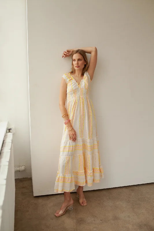 Super Bargain Keila Long Dress Pink/Lemon