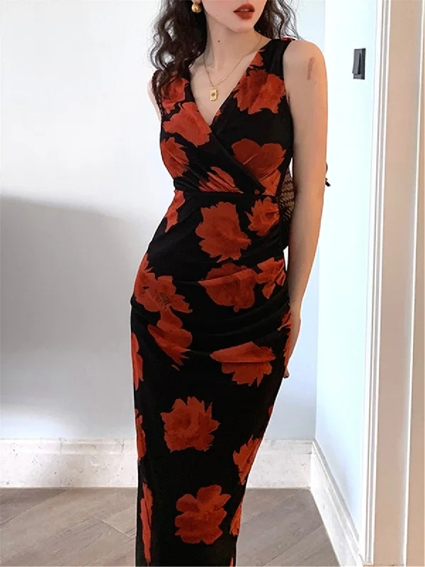 YEAR-End Clearance Joskka Midi Sexy Dresses Women Elegant Summer Fashion New V-neck Vestido Vintage Spring Female Bodycon Clothes Rose Printing Dress Hoco Dress YEAR-End Clearance Joskka Midi Sexy Dresses Women Elegant Summer Fashion New V-neck Vestido Vintage Spring Female Bodycon Clothes Rose Printing Dress Hoco Dress