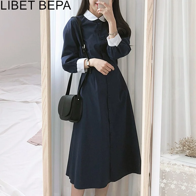 Extra Discounts Joskka New Spring Summer Women Dresses Fashionable Peter Pan Collar Single Breasted Vintage High Waist Casual Long Dress Extra Discounts Joskka New Spring Summer Women Dresses Fashionable Peter Pan Collar Single Breasted Vintage High Waist Casual Long Dress