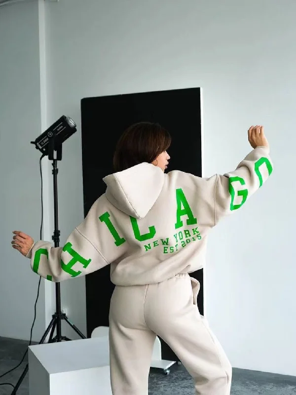 Flash Deals Joskka  New Winter Letter Print Casual Two Piece Set Women Fleece Hoodies Pants Long Sleeve Tracksuit Autumn Fashion Sport Outfits