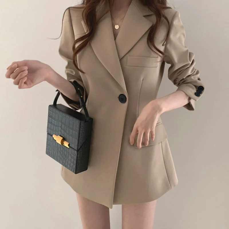 Overstock Joskka Spring Blazers Women Fashion Streetware Casual Commuting Lapel Single Button Slim Oversized Blouse Jacket Fall Outfits