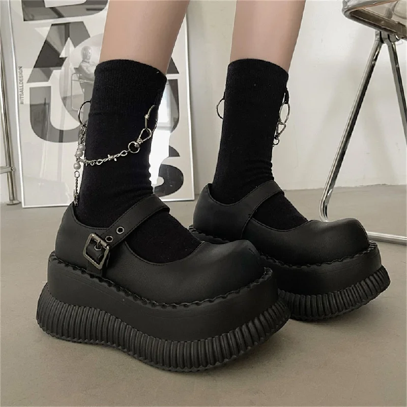 Super Sale Joskka  Sweet Cute Autumn Mary Janes Women Pumps Wedges High Heels Cosplay Street Goth Punk Design Thick Sole Lolita Pumps Girls Shoes