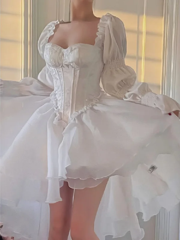 Year-End Sale Joskka White Elegant Evening Party Mini Dress Women Off Shoulder France Vintage Beach Dress Female Chiffon Korea Prom Dress Summer Year-End Sale Joskka White Elegant Evening Party Mini Dress Women Off Shoulder France Vintage Beach Dress Female Chiffon Korea Prom Dress Summer