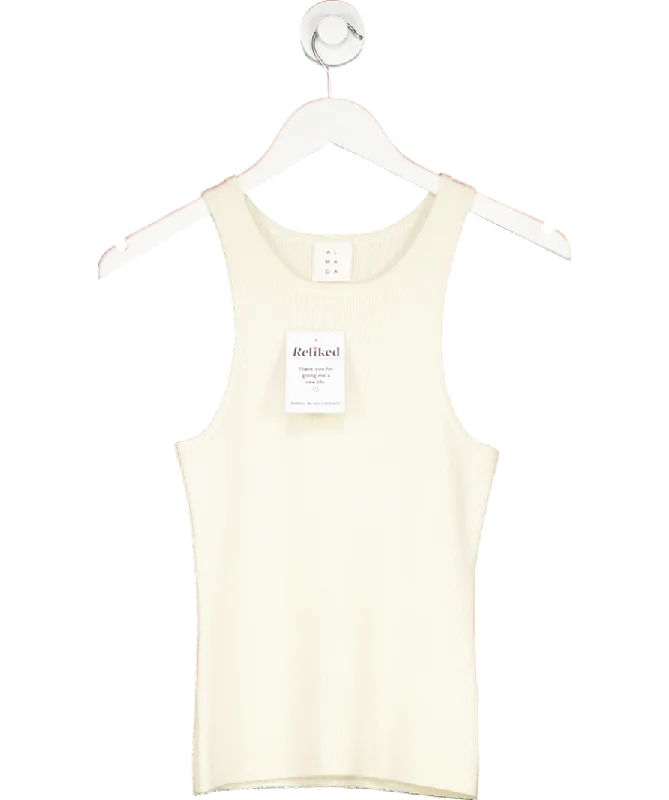 Price Smash almada label Cream Luna Tank Top Cashmere Wool Blend UK S