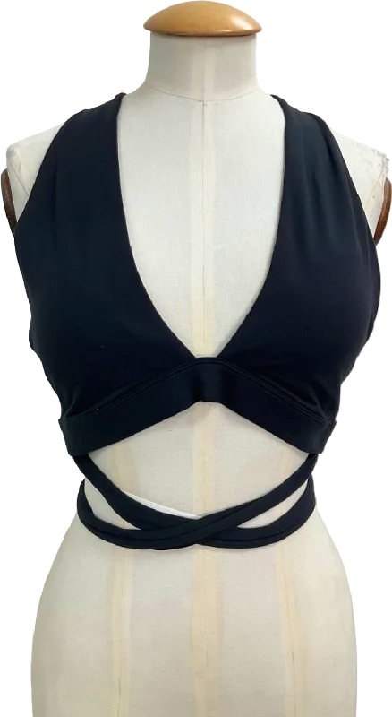 Bonus Savings Alo Yoga Black Wrap Sports Bra UK M
