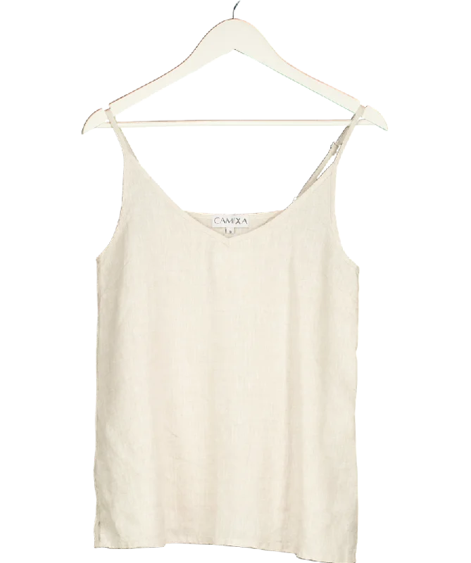Special Promotion CAMIXA Beige Cami-v Natural Linen Top UK S