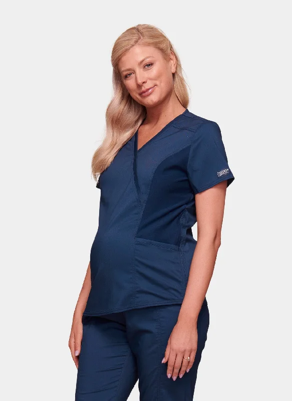 Low Prices Cherokee WW Revolution Maternity Mock Wrap Scrub Top WWE688 - Navy