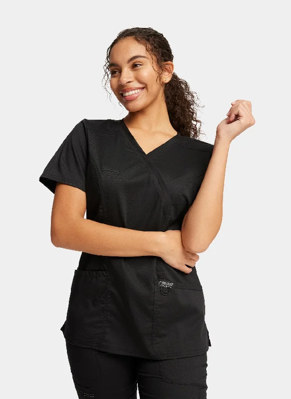 Buy Now Cherokee WW Revolution Mock Wrap Scrub Top WWE610 - Black